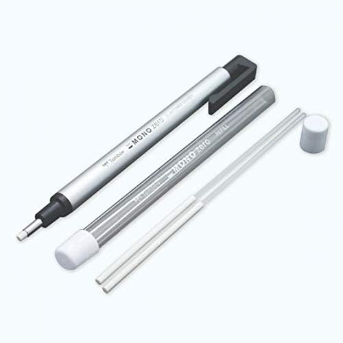 Tombow Limited Edition Pack Buy 1 and Get 1 Free Mono Zero Eraser Value Pack_ Round 2.3 mm and Flat 2.5 mm Silver| Precision Tip Eraser with Refills - Image 3