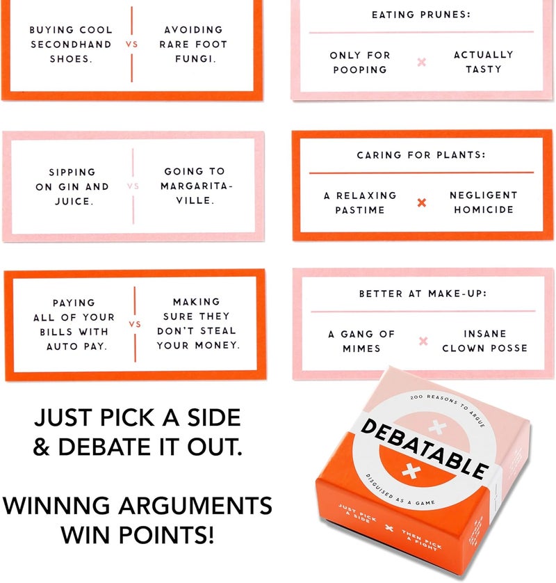 Brass Monkey Store Debatable Game Set | 200 Two-Sided Game Cards for Things to Argue About | Social Game | Great Gift for Adults - Image 3