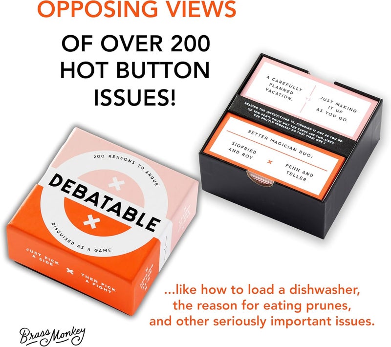 Brass Monkey Store Debatable Game Set | 200 Two-Sided Game Cards for Things to Argue About | Social Game | Great Gift for Adults - Image 4