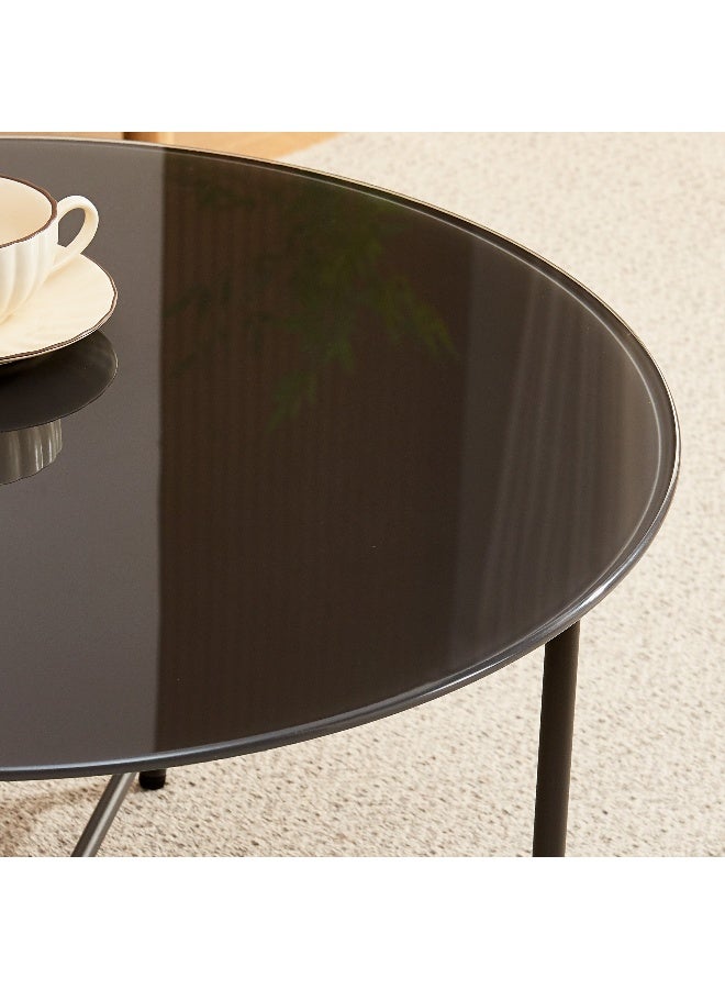 Home Box Round Coffee Table with Glass Top for Living Room - Image 3