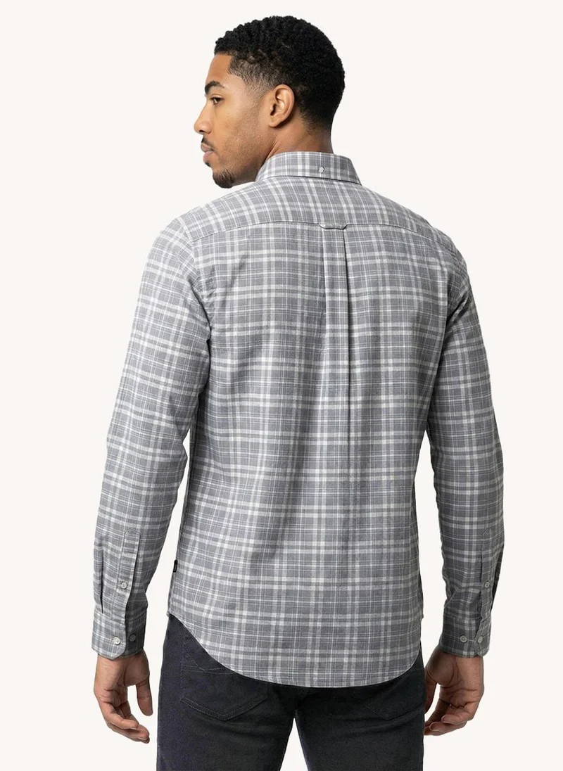 نوتيكا Men Regular Fit Long Sleeve Dyed Shirt for Versatile Styling - Powder Grey