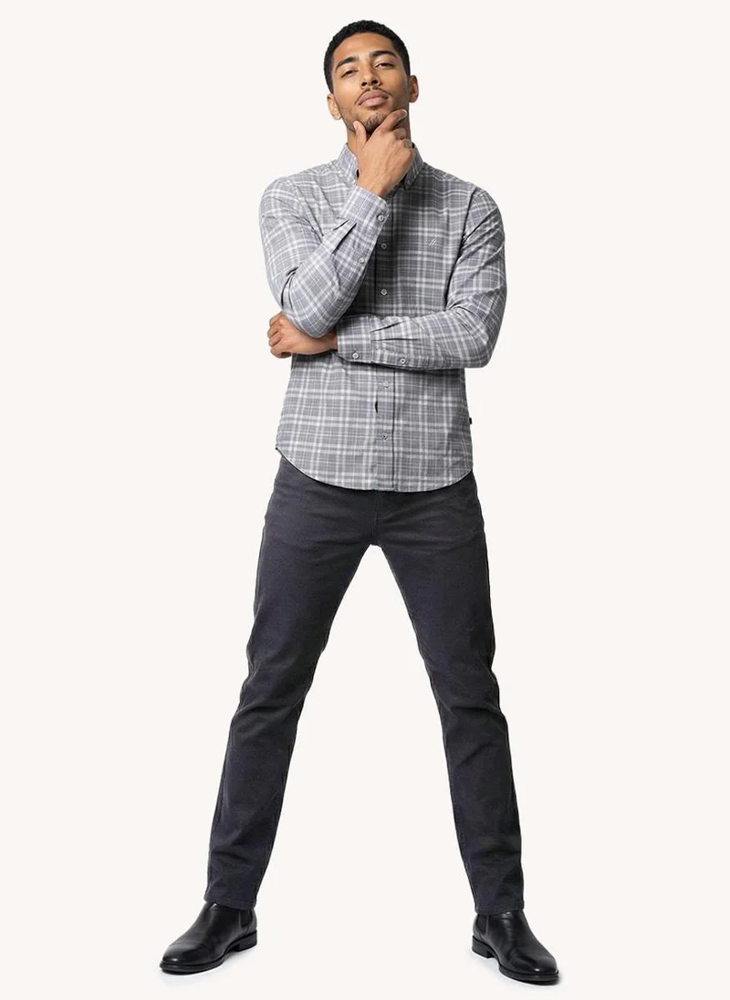 Nautica  Men Regular Fit Long Sleeve Dyed Shirt for Versatile Styling - Powder Grey for Men | Best Price UAE