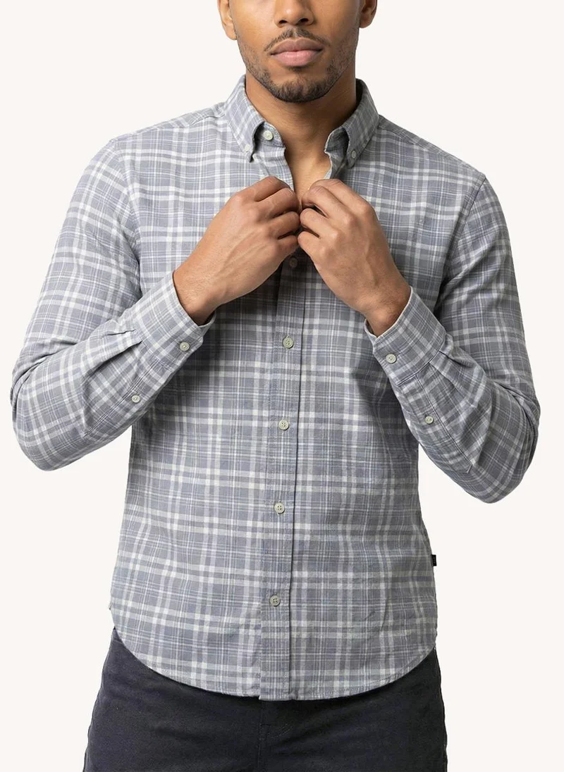 Men Regular Fit Long Sleeve Dyed Shirt for Versatile Styling - Powder Grey