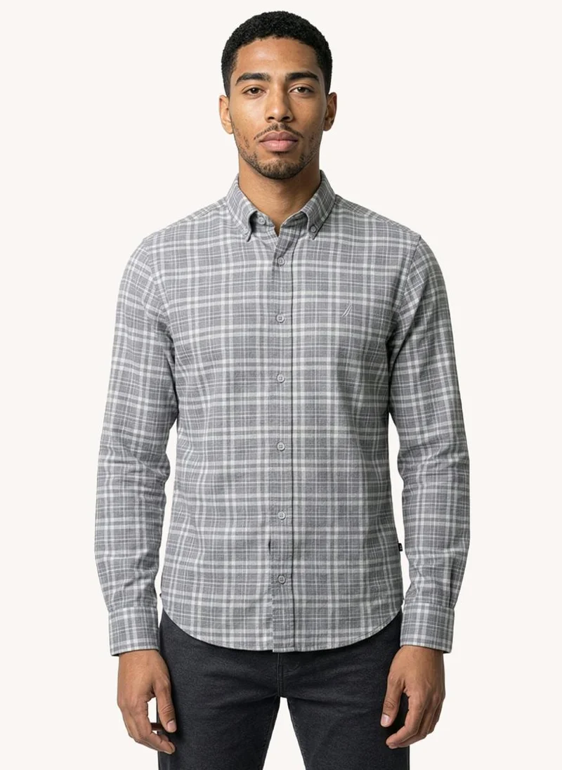 نوتيكا Men Regular Fit Long Sleeve Dyed Shirt for Versatile Styling - Powder Grey