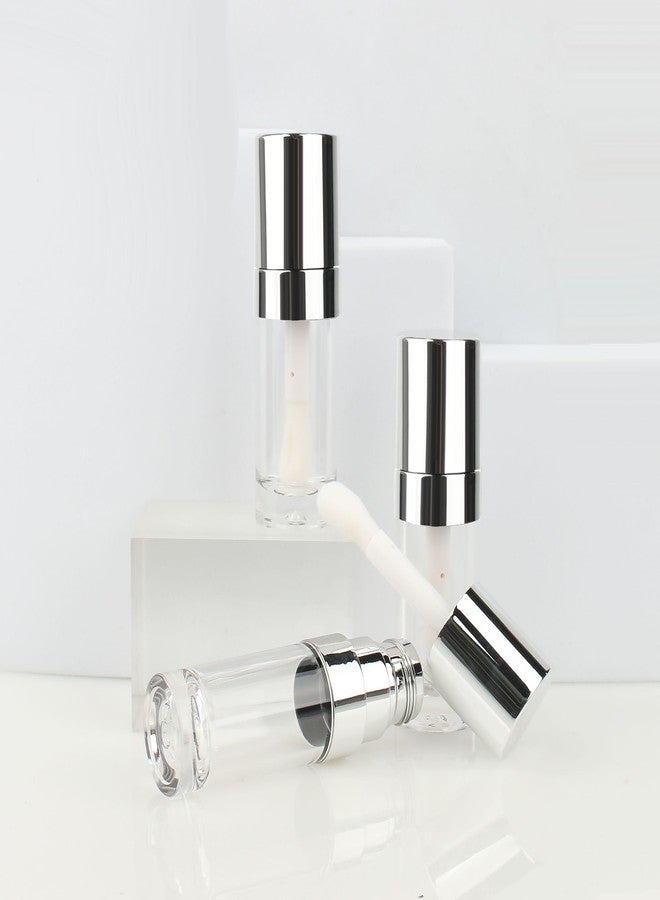 كوسيديا مجموعة كوسيديا من 18 أنبوبًا دائريًا سعة 8 مل (0.27 أونصة) من ملمع الشفاه، فضي اللون، فارغ، مع عصا كبيرة إسفنجية. عبوات ملمع شفاه لتعبئة زيت الشفاه. - Image 4