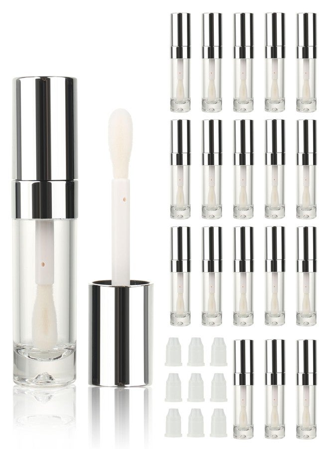 كوسيديا مجموعة كوسيديا من 18 أنبوبًا دائريًا سعة 8 مل (0.27 أونصة) من ملمع الشفاه، فضي اللون، فارغ، مع عصا كبيرة إسفنجية. عبوات ملمع شفاه لتعبئة زيت الشفاه. - Image 1