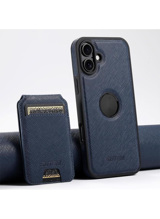 Suteni Case For iPhone 16 Plus M2 Cross-Grain MagSafe Vertical Card Back Phone Case - Image 1