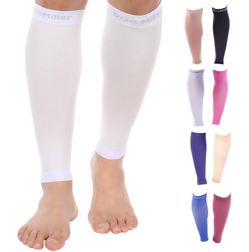 Doc Miller Calf Compression Sleeves for Men & Women, Footless Leg Compression Socks Support for Runners, 15–20mmHg Graduated, Shin Splints, Varicose Veins, Pain Relief & Swelling (1 Pair) - Image 3