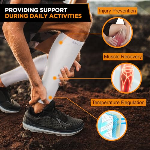 Doc Miller Calf Compression Sleeves for Men & Women, Footless Leg Compression Socks Support for Runners, 15–20mmHg Graduated, Shin Splints, Varicose Veins, Pain Relief & Swelling (1 Pair) - Image 4