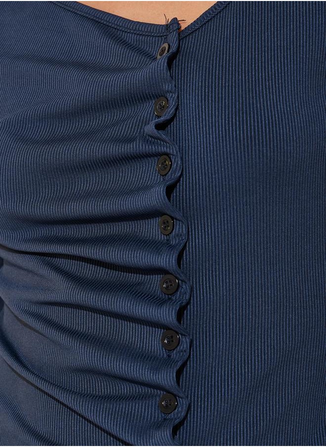 Take Two - Texture Long Sleeve Top with Button Detailing - Image 1
