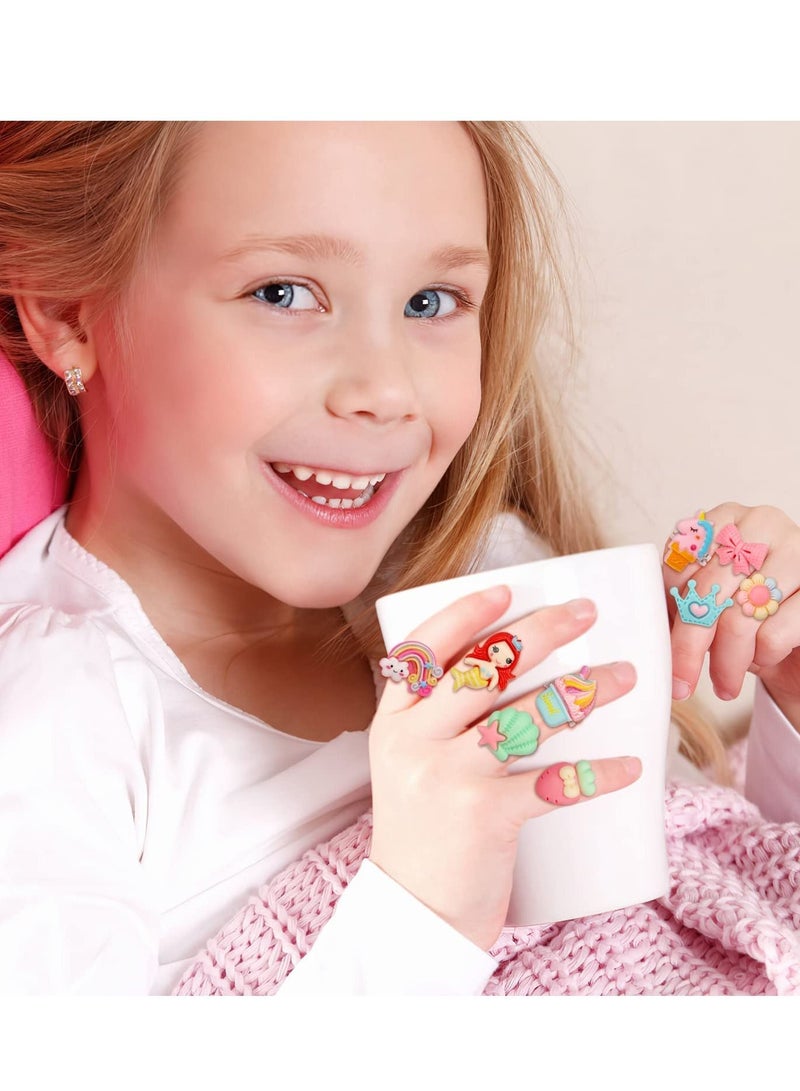Toy Jewel Rings in Box, Adjustable, No Duplication, Pretend Play and Dress Up Rings for Little Girls (24 Rings)  - Image 5