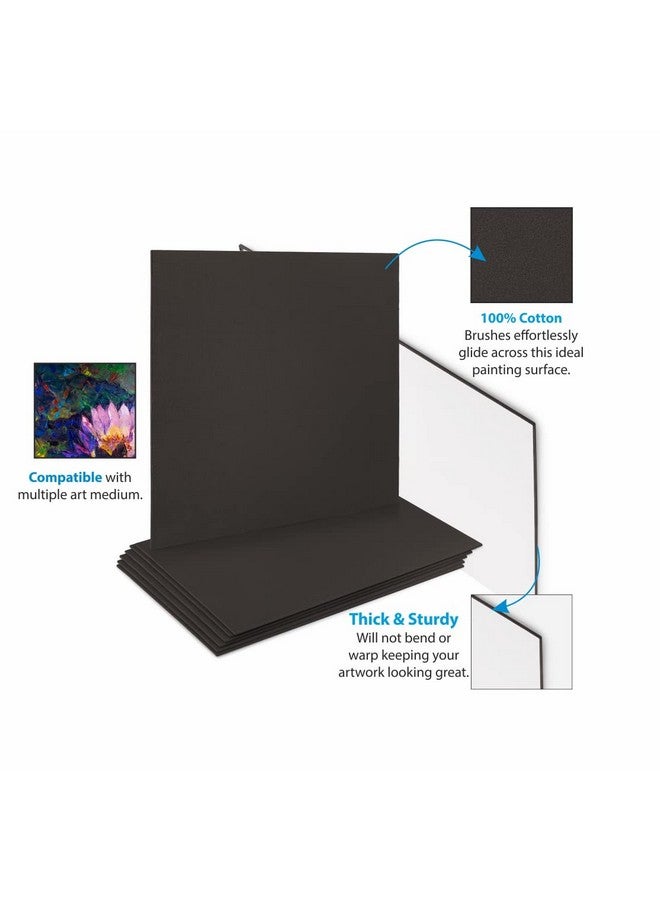 Eduway لوح قماش قطن أسود متوسط الحبة 16x20 بوصة من إدوواي - عبوة من 2، (40x50 سم) مع دعم من لوح MDF بسمك 4 مم، للرسم. - Image 2