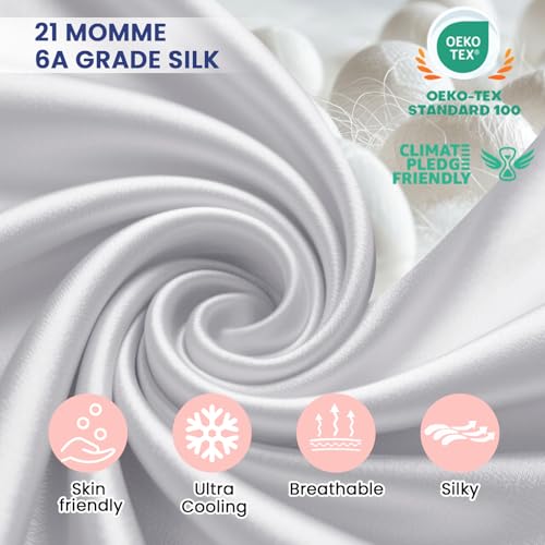 Ravmix Silk Pillowcase for Hair and Skin with Hidden Zipper, Both Sides 21Momme Mulberry Silk Pillow Case (Pure White, King Size(20 * 36inches)) - Image 5