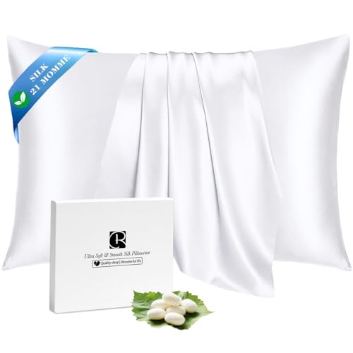 Ravmix Silk Pillowcase for Hair and Skin with Hidden Zipper, Both Sides 21Momme Mulberry Silk Pillow Case (Pure White, King Size(20 * 36inches)) - Image 4