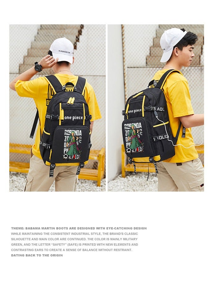 Anime One Piece Zoro Luffy Backpack Men's Large Capacity Backpack Student School Bag - Image 2
