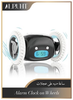 Alruht Alarm Clock on Wheels for Adult or Kid Bedroom, Black  - Image 1