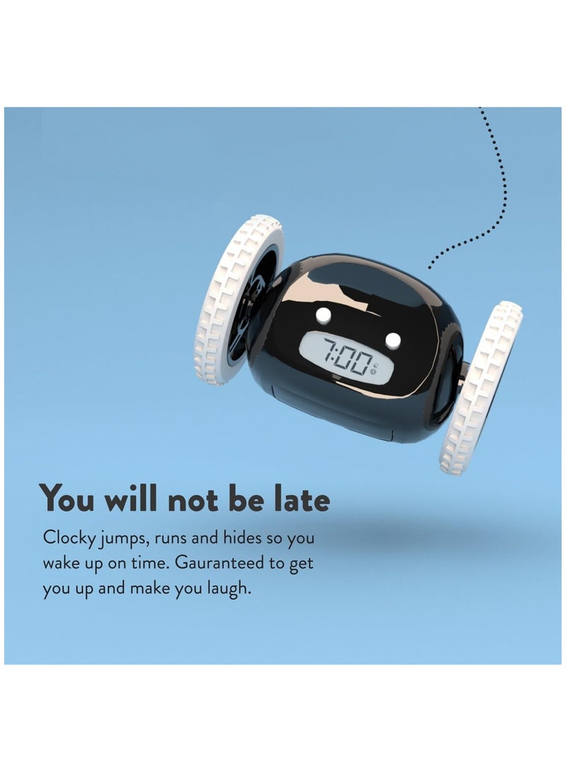 Alarm Clock on Wheels for Adult or Kid Bedroom, Black  - Image 5