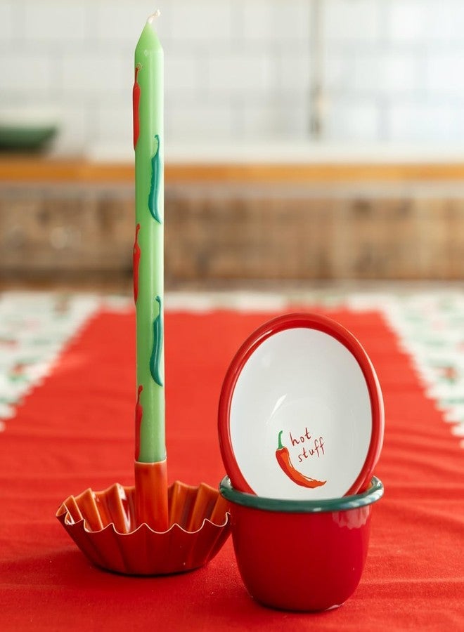Talking Tables 2 x Hand Painted 3D Chilli Dinner Candles 9.8" Candlesticks Novelty Candles for Christmas or Thanksgiving Unscented, 6 Hours Burn Time Eco-Friendly Summer Table Décor Red and Green - Image 4