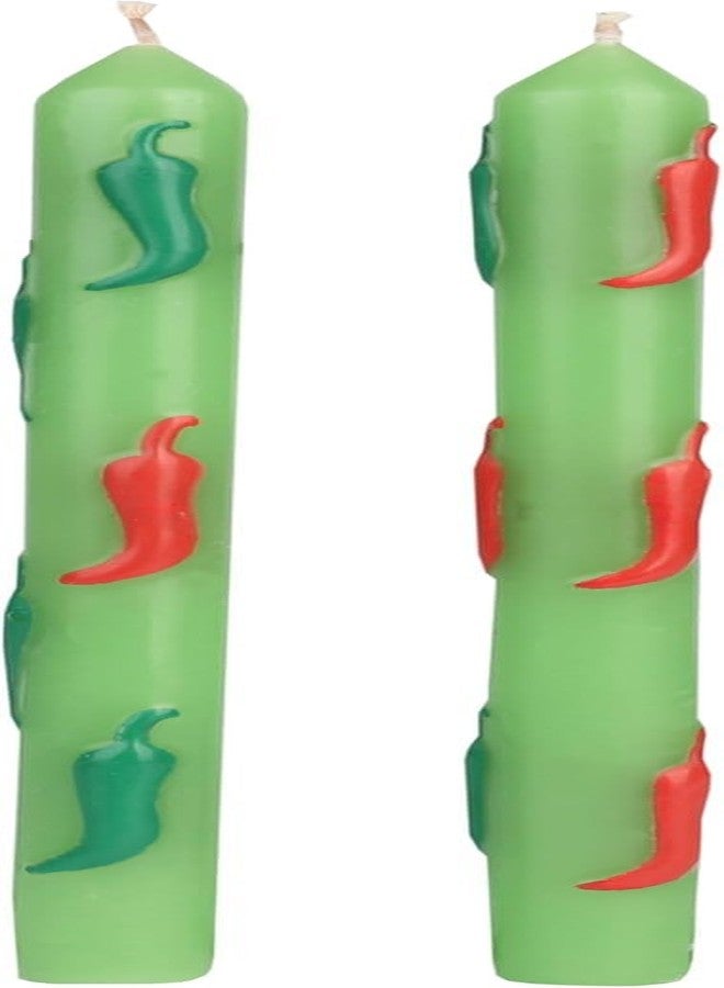 Talking Tables 2 x Hand Painted 3D Chilli Dinner Candles 9.8" Candlesticks Novelty Candles for Christmas or Thanksgiving Unscented, 6 Hours Burn Time Eco-Friendly Summer Table Décor Red and Green - Image 2
