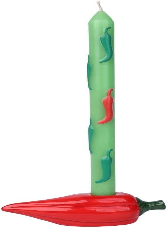 Talking Tables 2 x Hand Painted 3D Chilli Dinner Candles 9.8" Candlesticks Novelty Candles for Christmas or Thanksgiving Unscented, 6 Hours Burn Time Eco-Friendly Summer Table Décor Red and Green - Image 3