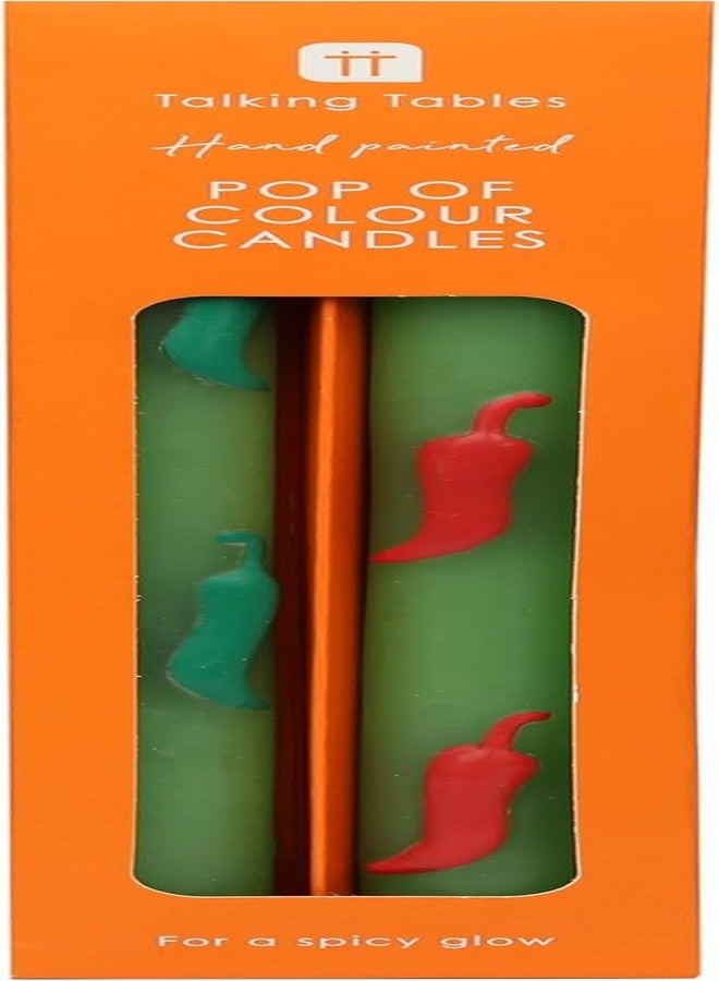 Talking Tables 2 x Hand Painted 3D Chilli Dinner Candles 9.8" Candlesticks Novelty Candles for Christmas or Thanksgiving Unscented, 6 Hours Burn Time Eco-Friendly Summer Table Décor Red and Green - Image 5