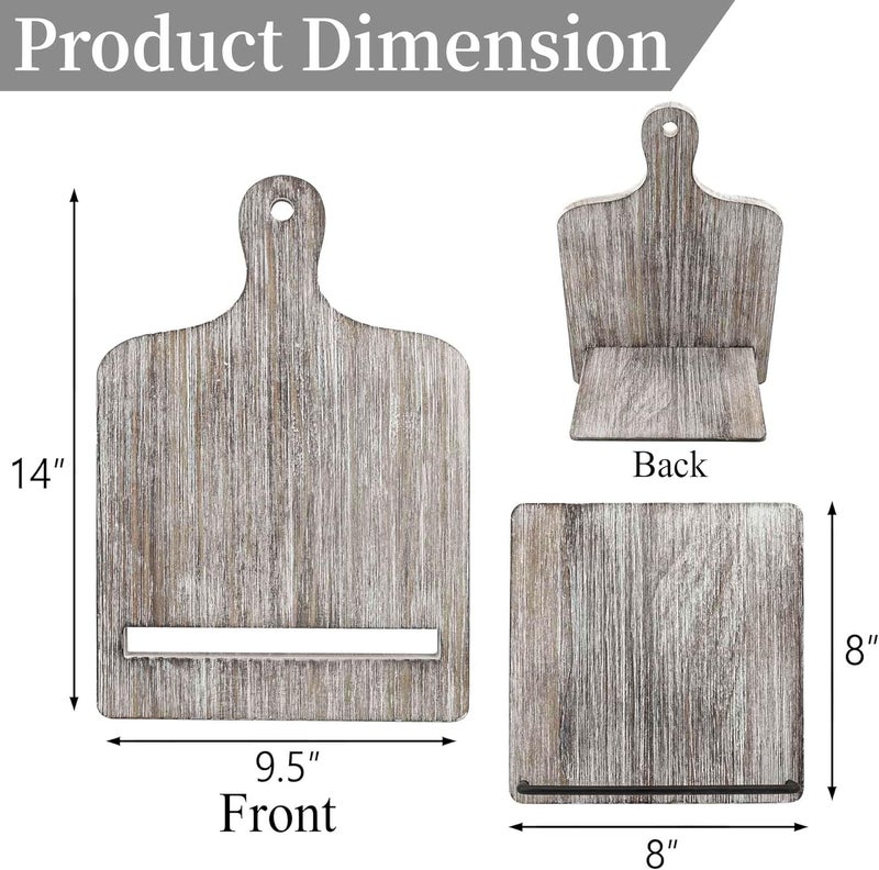 YANGSHUO Cookbook Stand Recipe Book Stand: Cook Book Stand for Kitchen Counter, Rustic Cook Book Stand Adjustable Tablet Cookbook Holder, Wood Cutting Board Style Cooking Gift for Woman - Gray - Image 3