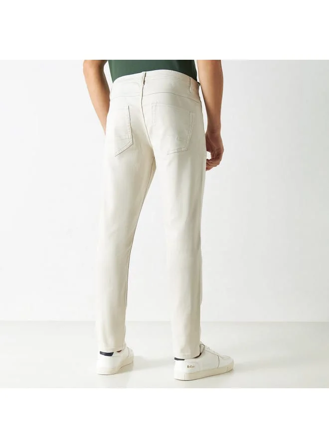 Iconic Iconic Soft Knit Trousers with Button Closure and Pockets