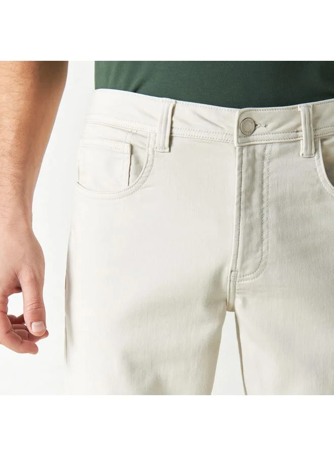 Iconic Iconic Soft Knit Trousers with Button Closure and Pockets