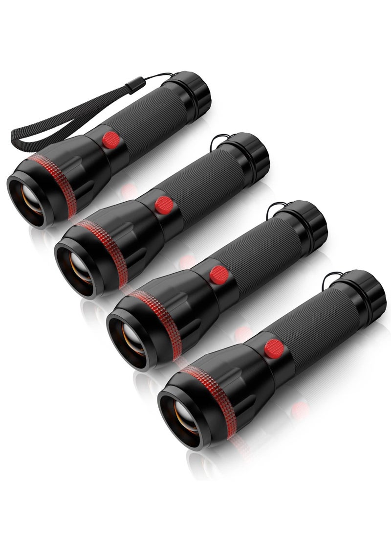 LED Torch Mini Small Torches 4Pcs, Zoomable 2 Modes 70 Lumens, Adjustable Focus, Portable Flashlight Home Indoor Lighting, Emergencies, Batteries Included - Image 1