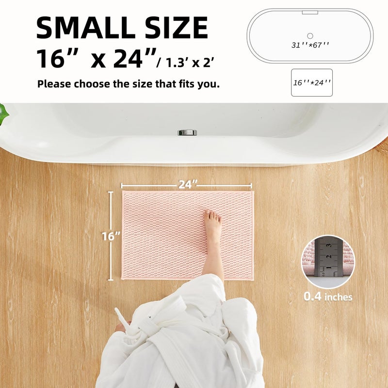 TYUU Pink Bathroom Rugs Non Slip Washable, Super Absorbent Thin Bath Mat Small Quick Dry Low Pile Bathroom Rug, Pink 16"x24" - Image 2