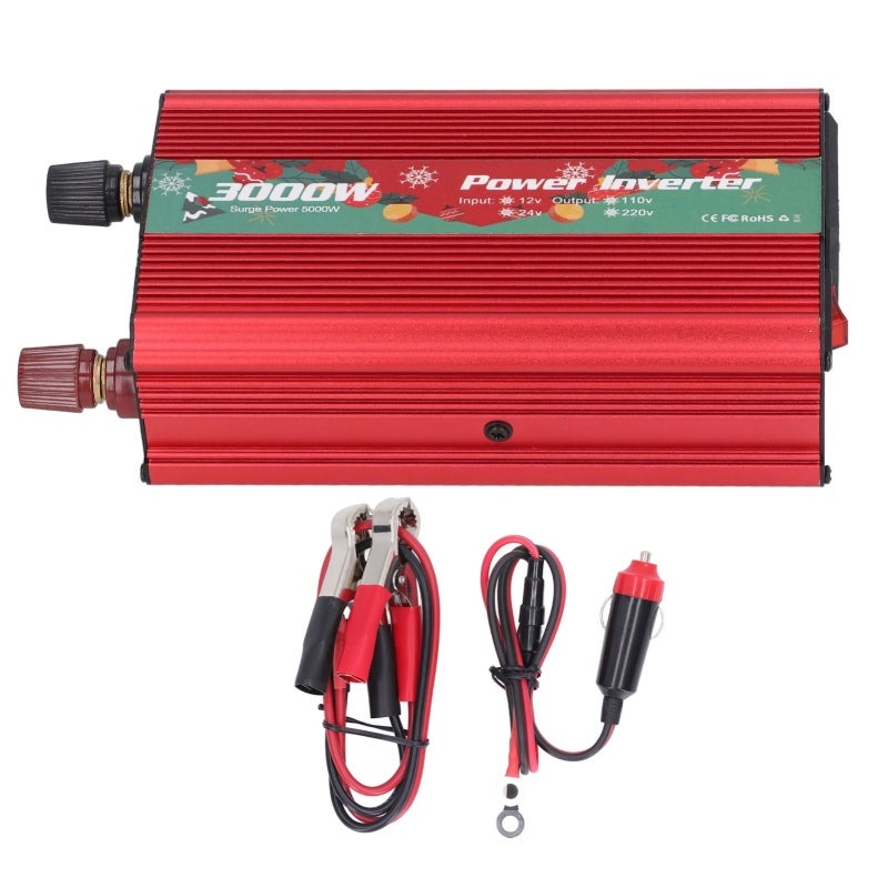 12V To 110V 3000W Sine Wave Inverter: Low Noise Smart Cooling Fan, Multi Protection DC To AC Power Converter - 6 Safety Guards, Universal Socket for Home Emergency, Outdoor Camping, Car Charging - Image 1