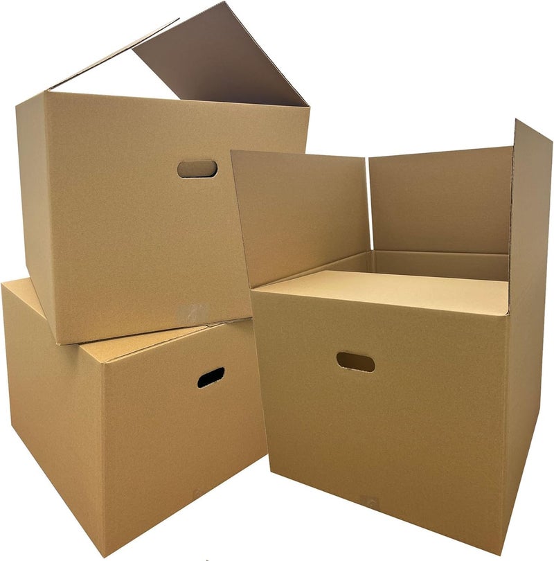 فالوكس صناديق نقل كرتونية قوية جدًا كبيرة الحجم من فالوكس 5 قطع مع مقابض حمل - صناديق تعبئة لنقل المنزل - مثالية للتغليف والشحن والتخزين - صناديق كرتونية مقاس 53 سم × 30 سم × 30 سم - Image 1