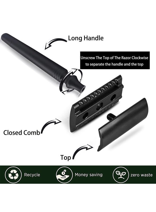 Grandslam Shaving Razor Kit Double Edage Safety Razor 2 Layers Stainless Steel Shaving Mug Shaving Soap Cream Synthetic Shaving Brush Heavy Chrome Shaving Stand Black Shaving Razor Gift for Men - Image 3