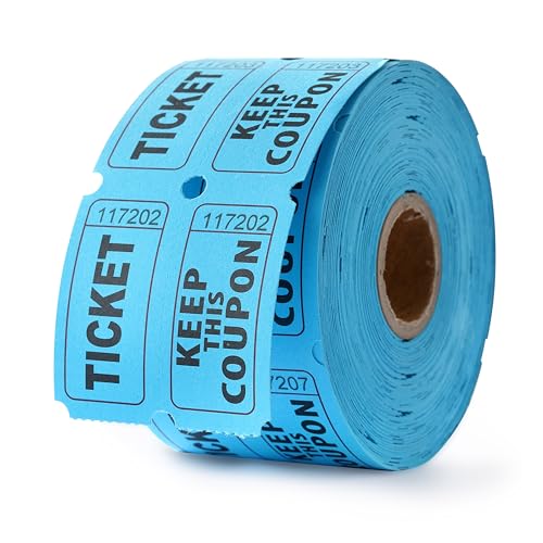COKUMA 500 Pairs Raffle Tickets, Double Roll 50/50 Blue Raffle Tickets with Stub for Events, Easy Tear-Offs and Consecutive Number with Writable Back for Carnival Concert and Prize Drawings - Image 1