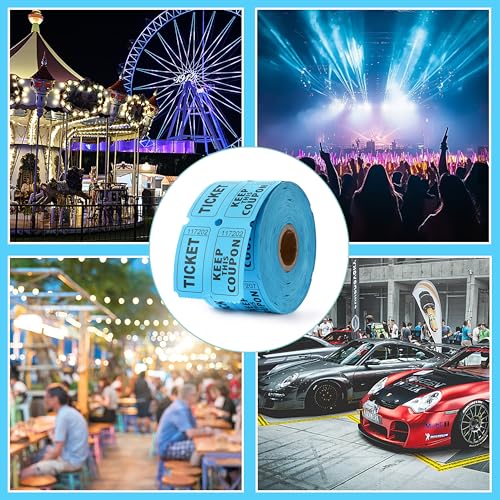 COKUMA 500 Pairs Raffle Tickets, Double Roll 50/50 Blue Raffle Tickets with Stub for Events, Easy Tear-Offs and Consecutive Number with Writable Back for Carnival Concert and Prize Drawings - Image 5
