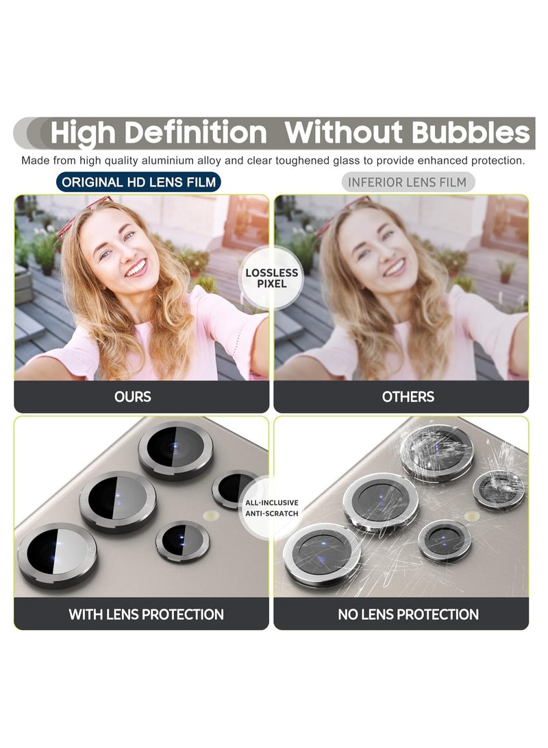 إلترازون عبوتان لواقي عدسة الكاميرا Samsung Galaxy S24 Ultra، عدسة واقية من الزجاج المقوى 9H غطاء عدسة الكاميرا Samsung Galaxy S24 Ultra - رمادي + رمادي - Image 3