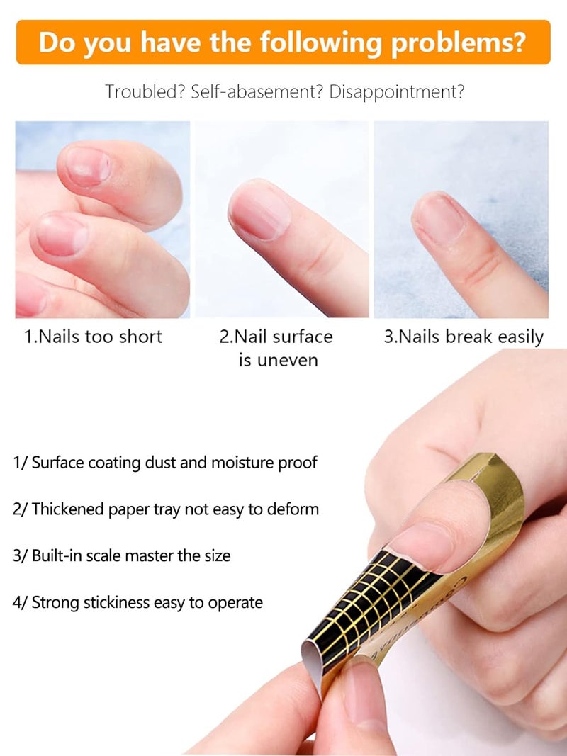 Yokilly Nail Forms for Acrylic Nails, 200PCS Nail Forms for Polygel Nail Tips Guide, Nail Forms For Builder Gel, Nail Forms Roll for Salon Nail Former Stickers with Numbers Marked for Nail Art DIY - Image 3