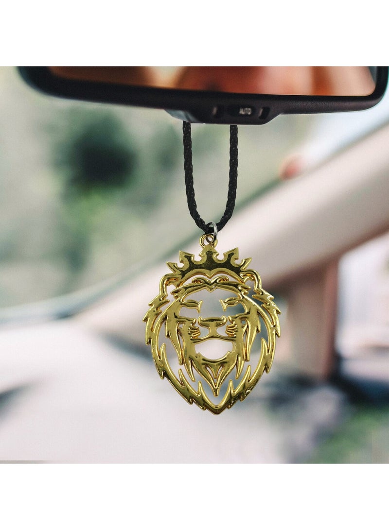 NMC Car Pendant Fancy  Lion Face Fancy Pendant 1 Pcs Car Mirror Hanging Pendant Gold - Image 5