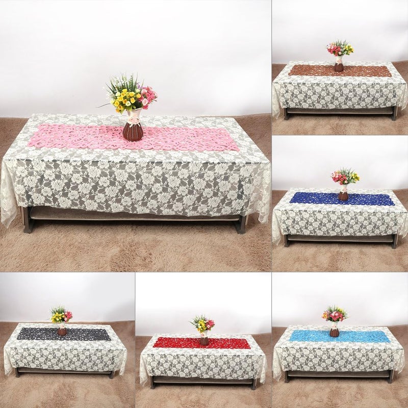 klarako 7 Colors Rectangle Hollow Felt Table Runner Tablecloth Mats Placemats Household Decorations, 40 * 11 inches(Red) - Image 5