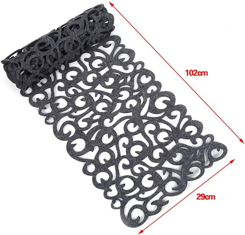 klarako 7 Colors Rectangle Hollow Felt Table Runner Tablecloth Mats Placemats Household Decorations, 40 * 11 inches(Red) - Image 3