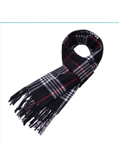 New winter scarf mens scarf supermarket gift scarf thick genuine goods British Plaid warm scarf Plaid Black four-wire grid