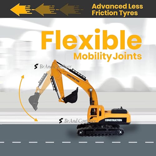 Brand Conquer Excavator Construction Long Crane Engineering Vehicle Model Unbreakable Toy for 3 Years Old Boy and Girl Vehicles Set for Kids 3-14 Years (Excavator Crane) - Image 4