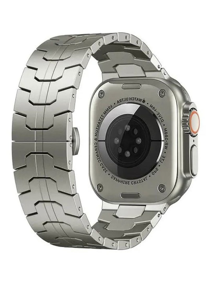 LEVELO Eclipse Metal Watch Strap for Apple Watch Strap 49MM / Anti-Oxidation Technology / Stainless Steel / Adjustable Links - Titanium - Image 2