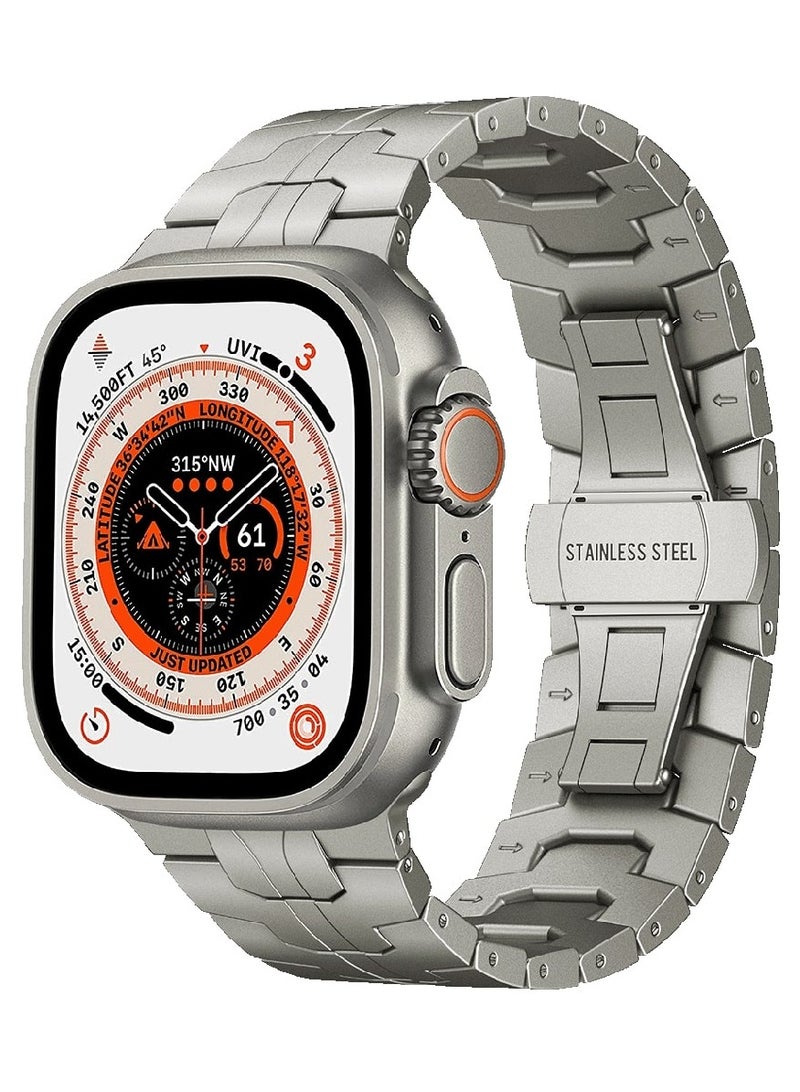LEVELO Eclipse Metal Watch Strap for Apple Watch Strap 49MM / Anti-Oxidation Technology / Stainless Steel / Adjustable Links - Titanium - Image 3