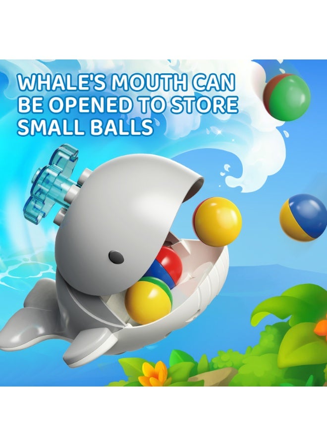 FEELO Whale Slide Run Big Building Blocks | 97 Pieces | Interactive Ocean & Zoo Animal Theme Construction Set | Giraffe & Crocodile Tunnels, Rotating Gears & Funnel | Educational STEM Toy for Kids - Image 5