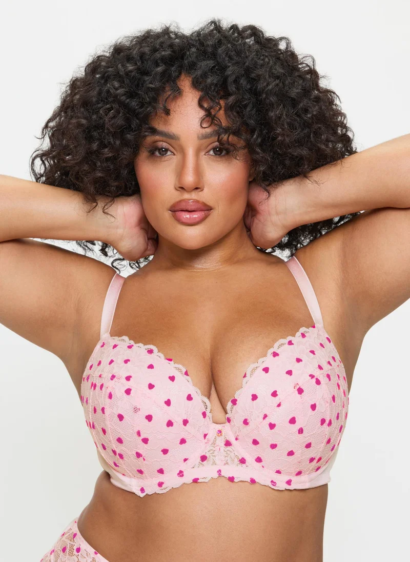 آن سمرز Ann Summers Sexy Lace Planet Flocked Padded Plunge Bra