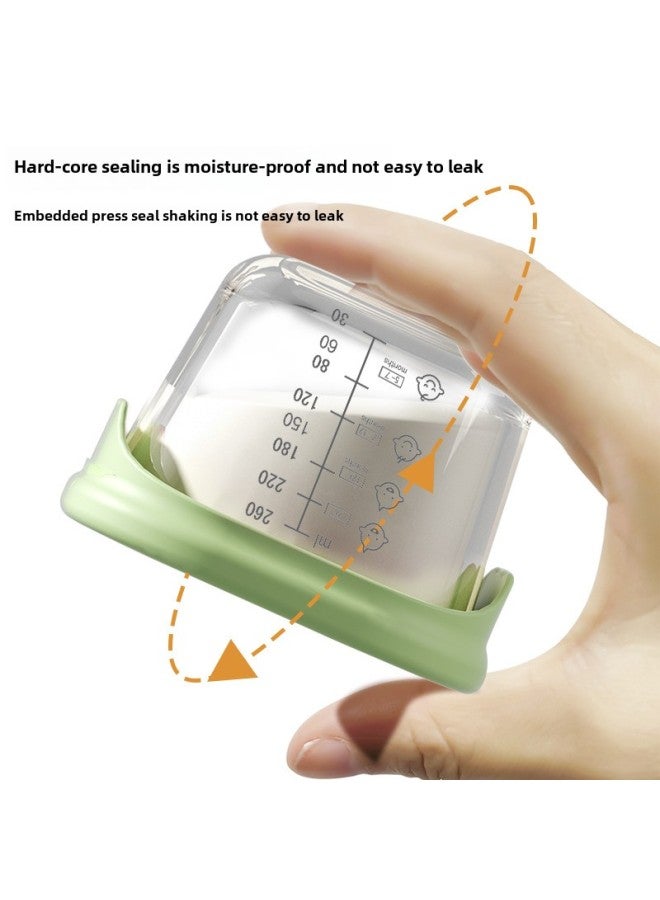 Large-capacity Food Supplement Box Sealed Storage Box Baby Glass Crisper Freezer Box Baby Food Supplement Bowl Can Be Steamed-Specifications:300ML Bean Green Round  - Image 4
