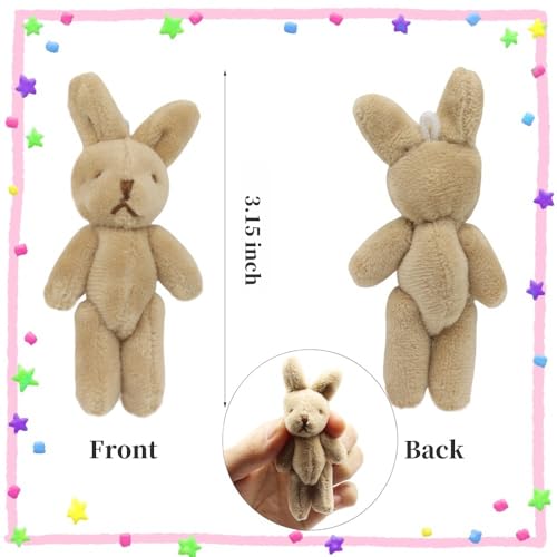 YGbridge Mini Plush Bunny 12 Pcs Tiny Stuffed Animals 32 Inch Easter Bunny Doll Soft Rabbit for Easter Birthday Wedding Decorations Easter Basket Stuffers 32 Inch - Image 5