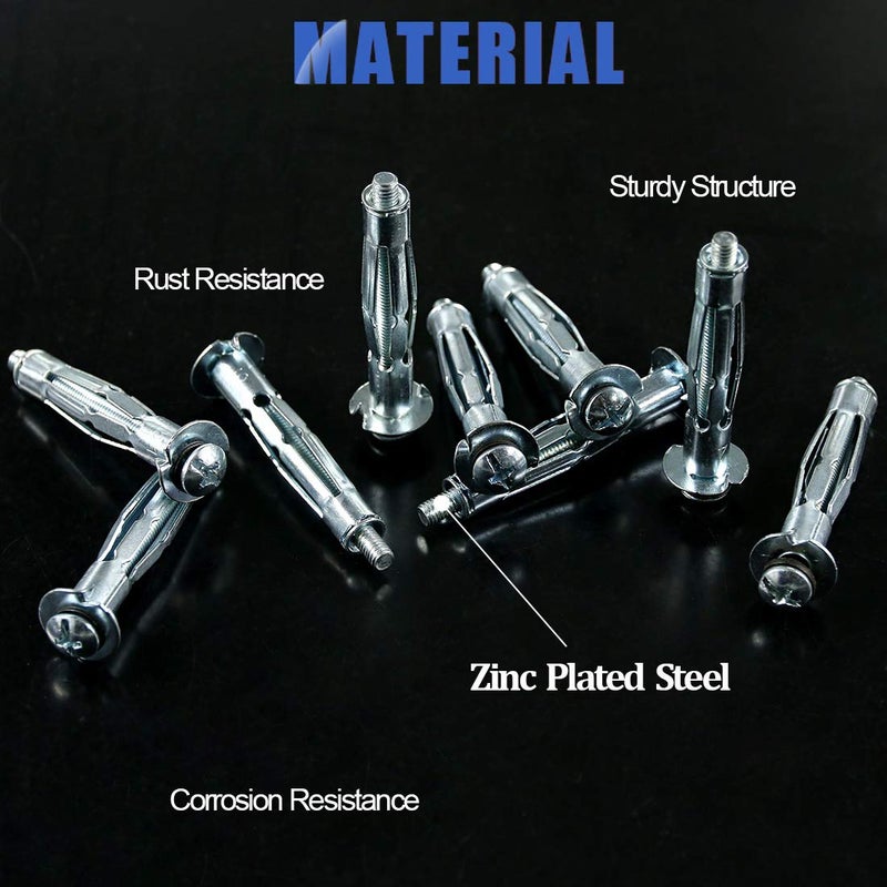 Glarks 30Pcs 5x52MM Heavy Duty Zinc Plated Steel Molly Bolt Hollow Drive Wall Anchor Screws Set for Drywall, Plaster and Tile (M5x52) - Image 3