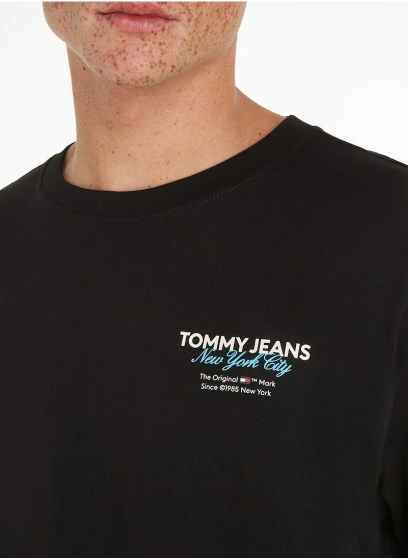TOMMY JEANS Text Print Crew Neck T-Shirt